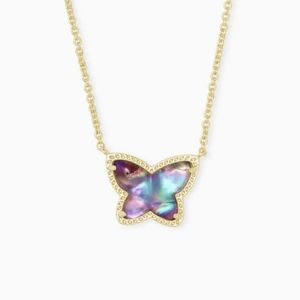 Kendra Scott : Lillia Butterfly Gold Pendant Necklace In Lilac Abalone